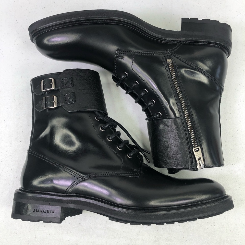 ALL Saints Men’s Beckworth Black Leather Boots - Picture 3 of 9